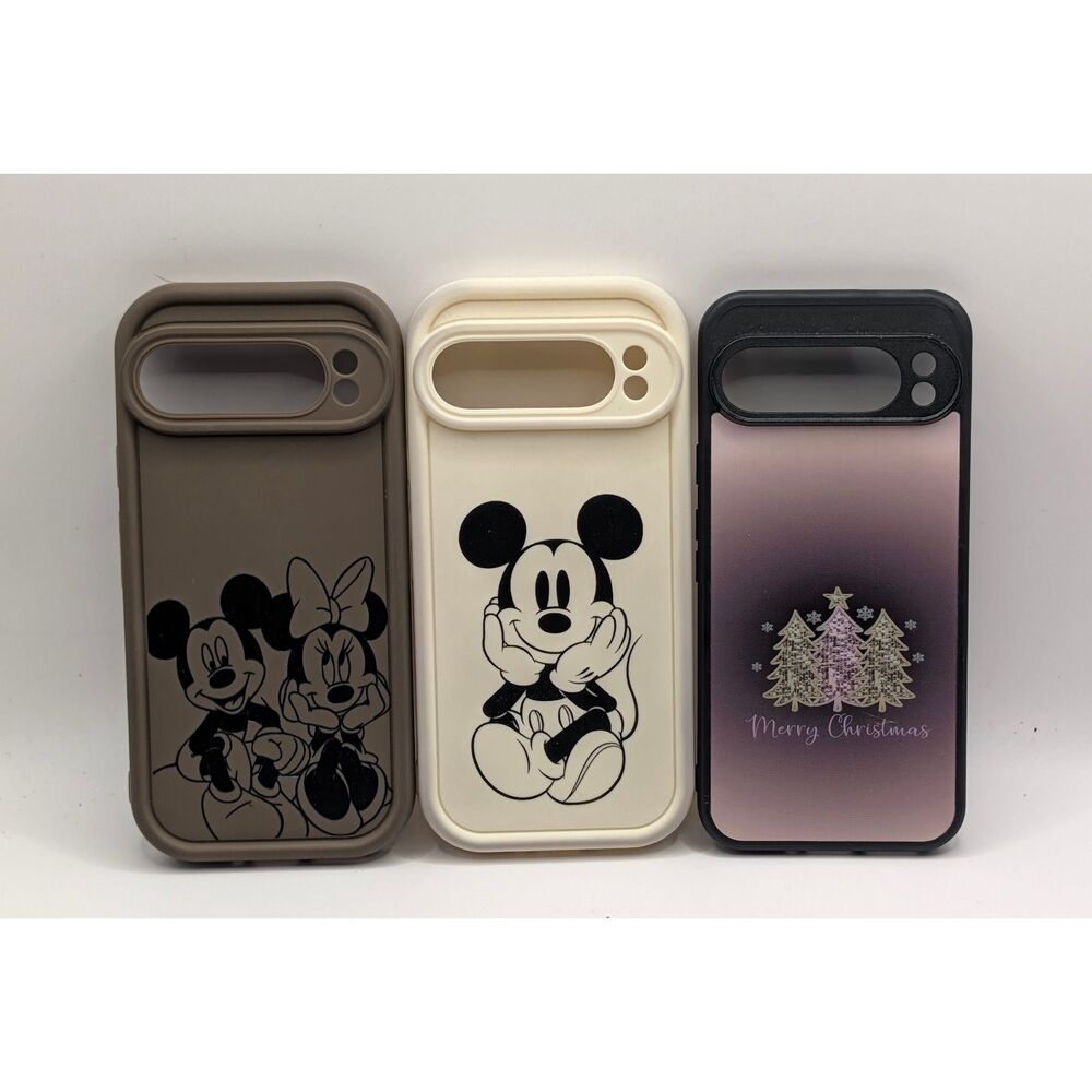 Goggle Pixel 9 Pro XL Disney Mickey Mouse & Christmas Phone Cases Bundle of 3